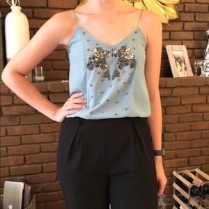 Zara Blue Silk Tank